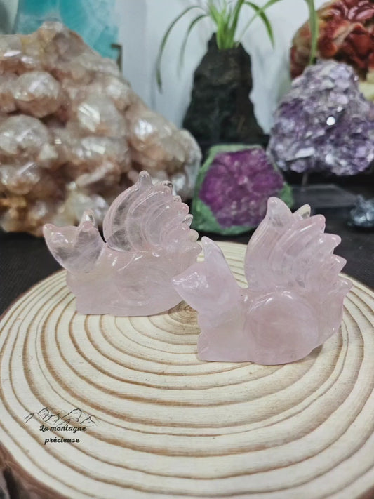 Renard en quartz rose